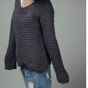 Simple is the Best Hand Knit Sweater Eco Cotton Oversized in Charcoal ...