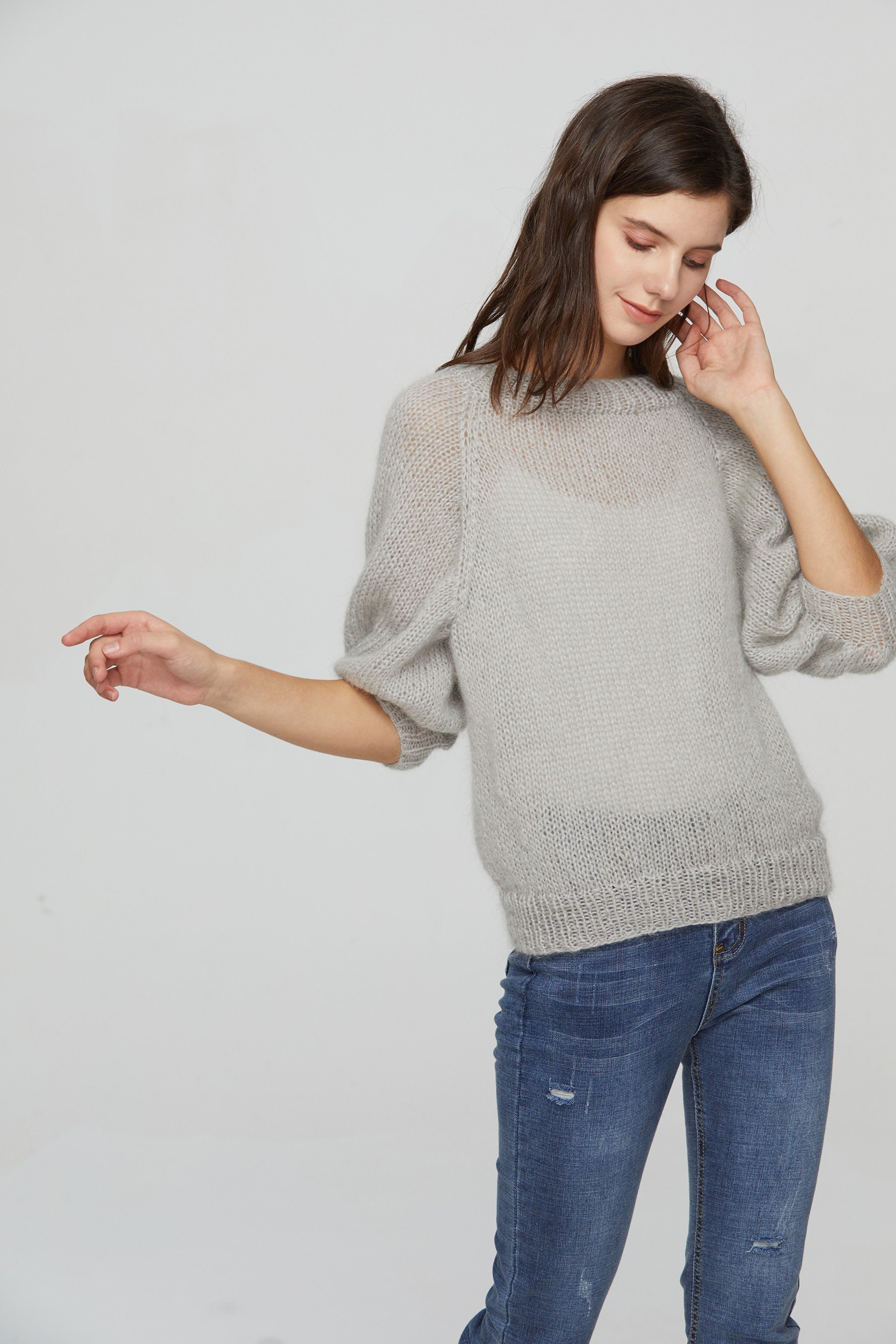 mohair short sleeve sweater