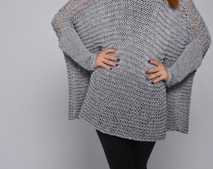 OVERSIZED Woman sweater/ Knit sweater light grey