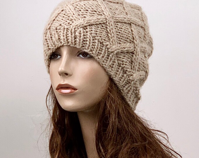 Hand Knit Hat wool Beret Hat Wheat hat