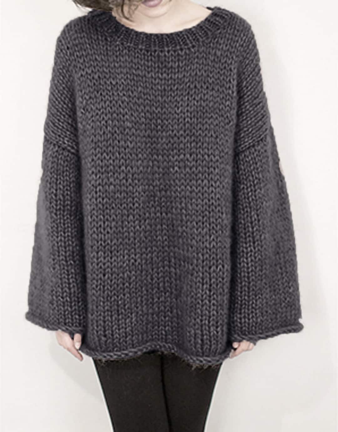 Pull Acrylique Toucher Mohair Tricoté Main Taille 38 - Occasion En Parfait état