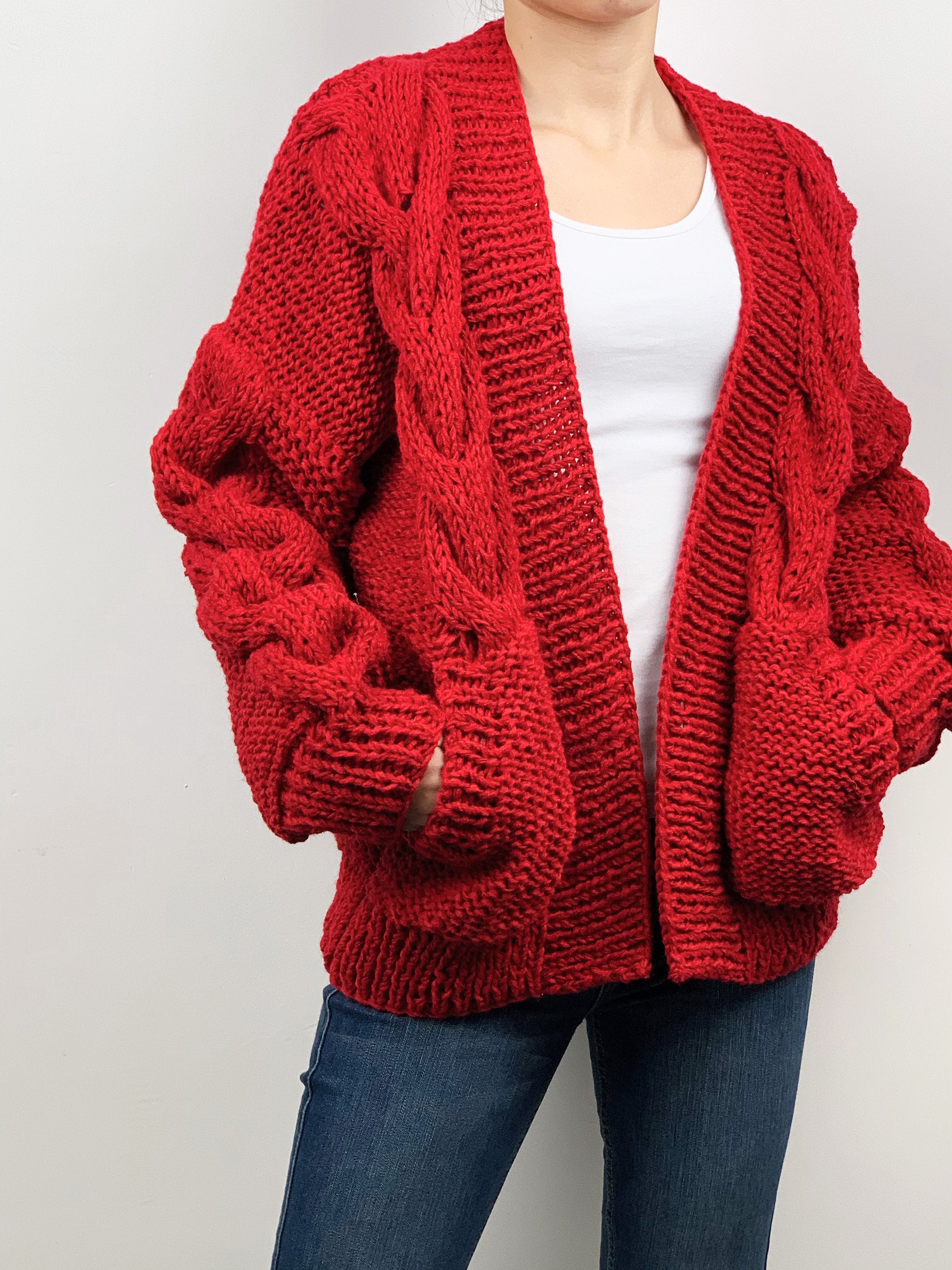 Hand Knit Oversize Woman Sweater Chunky Slouchy Grey Wool Etsy Ireland