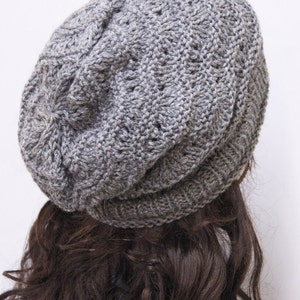 Hand Knit hat woman hat winter hat Charcoal Wool Hat dark grey hat image 4