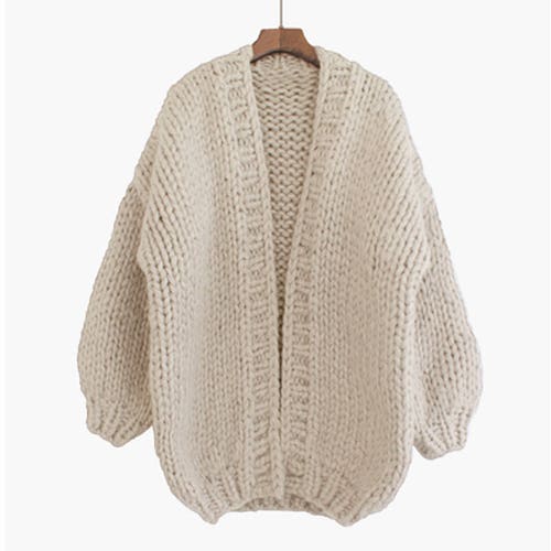 Pull femme oversize tricoté à la main, cardigan ample en laine ample