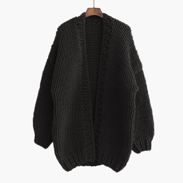 Tricot à la main oversize femme pull chunky slouchy Cardigan noir