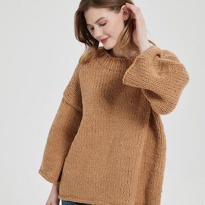 Hand knit woman sweater OVERSIZED wool sweater top pullover