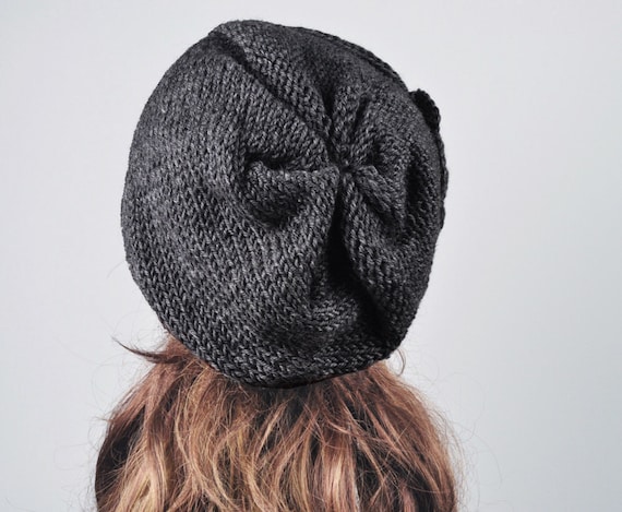 Hand Knit Hat Oversized Beret Hat With 