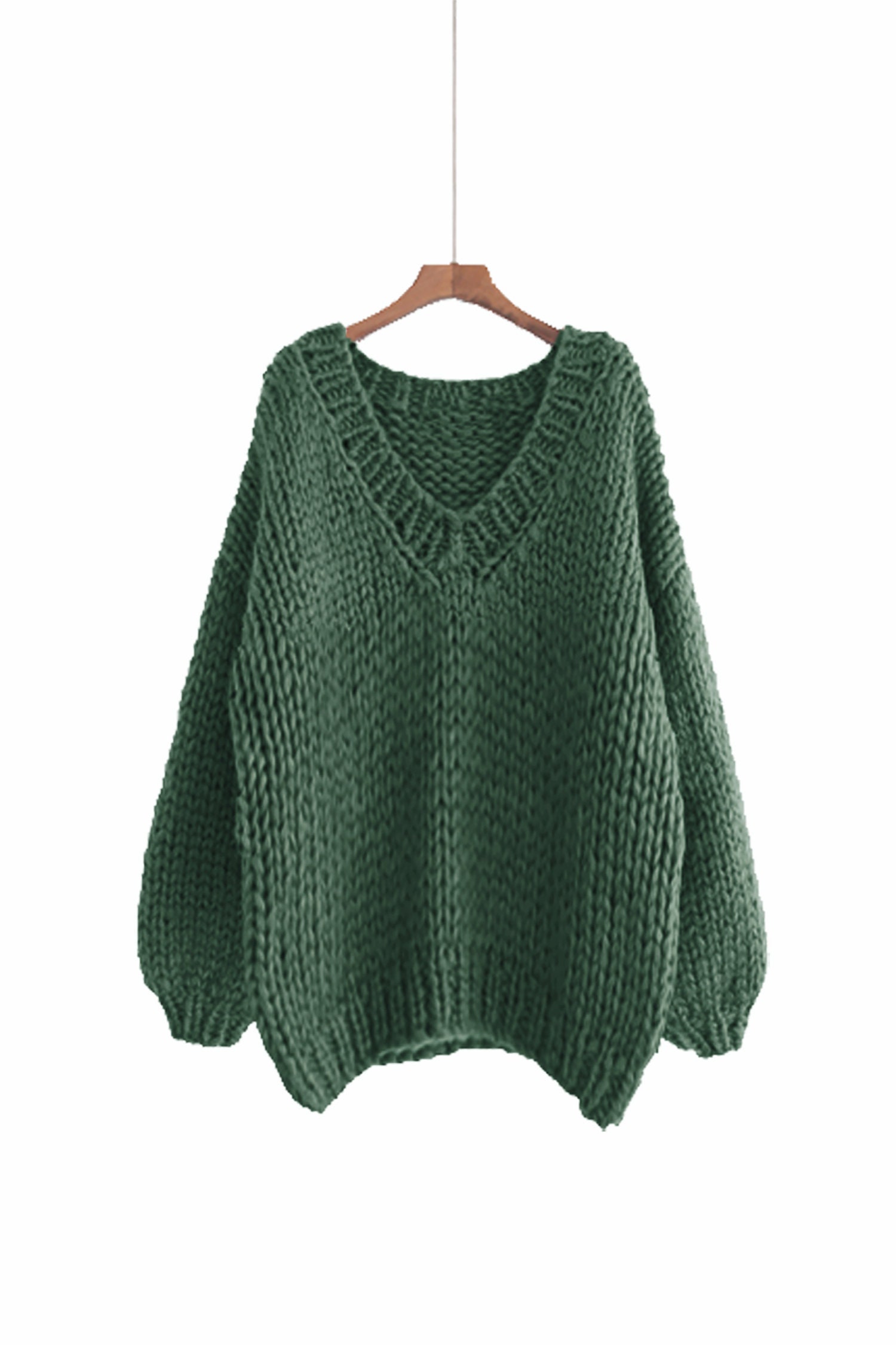 Hand Knit COTTON Sweater Oversize Woman Sweater V-neck Hand Knit COTTON Sweater Oversize Woman Sweater V-neck