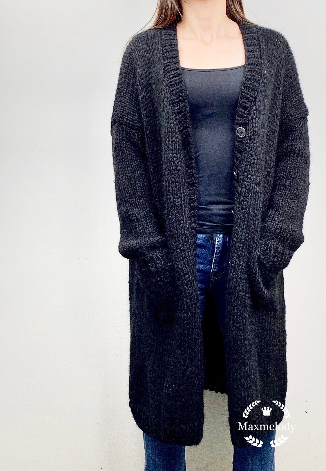 long cardigan sweater with buttons