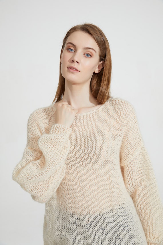 ろ*う様 LENO HAND KNITTED SWEATER SAND BEIG LENO