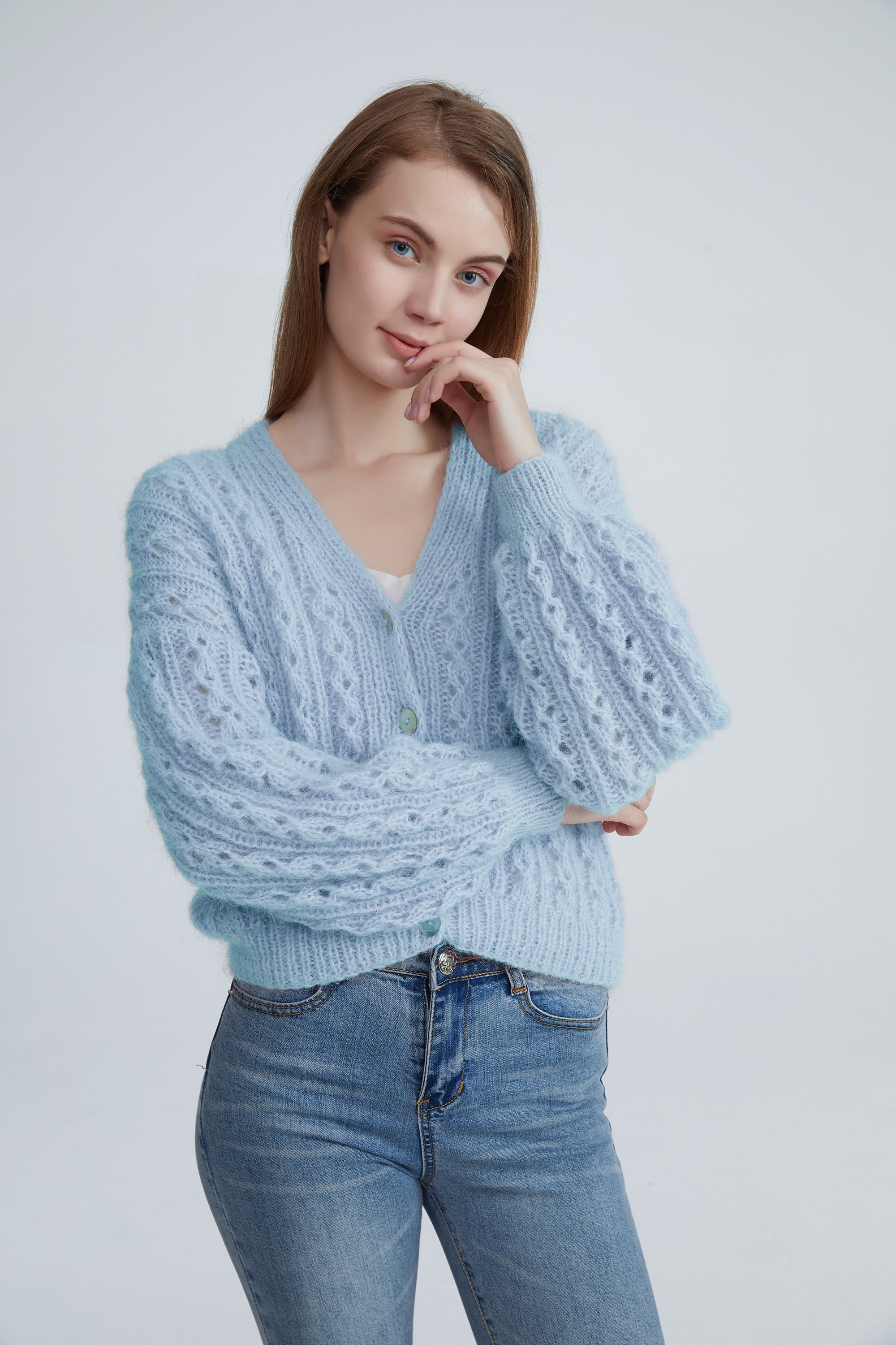 lilac button front cardigan