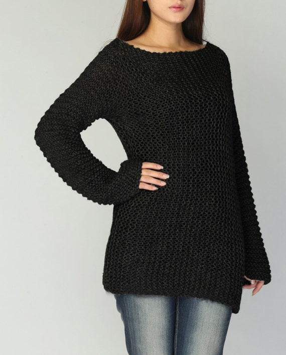 Suéter mujer tejido a mano Suéter largo de algodón ecológico en