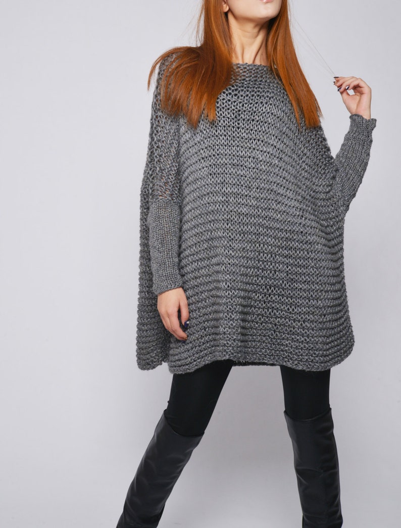 SuperTanya Abito Maglione In Mohair Nero: Maniche Lunghe, Modello Oversize Lavorato A Mano, Taglia 2XL