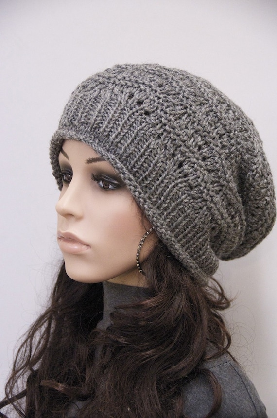 Hand Knit Charcoal Wool Hat: Chunky Dark Grey Beanie - Etsy display picture 1