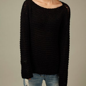 Simple is the best Hand knit sweater Eco cotton oversized in Charcoal image 6