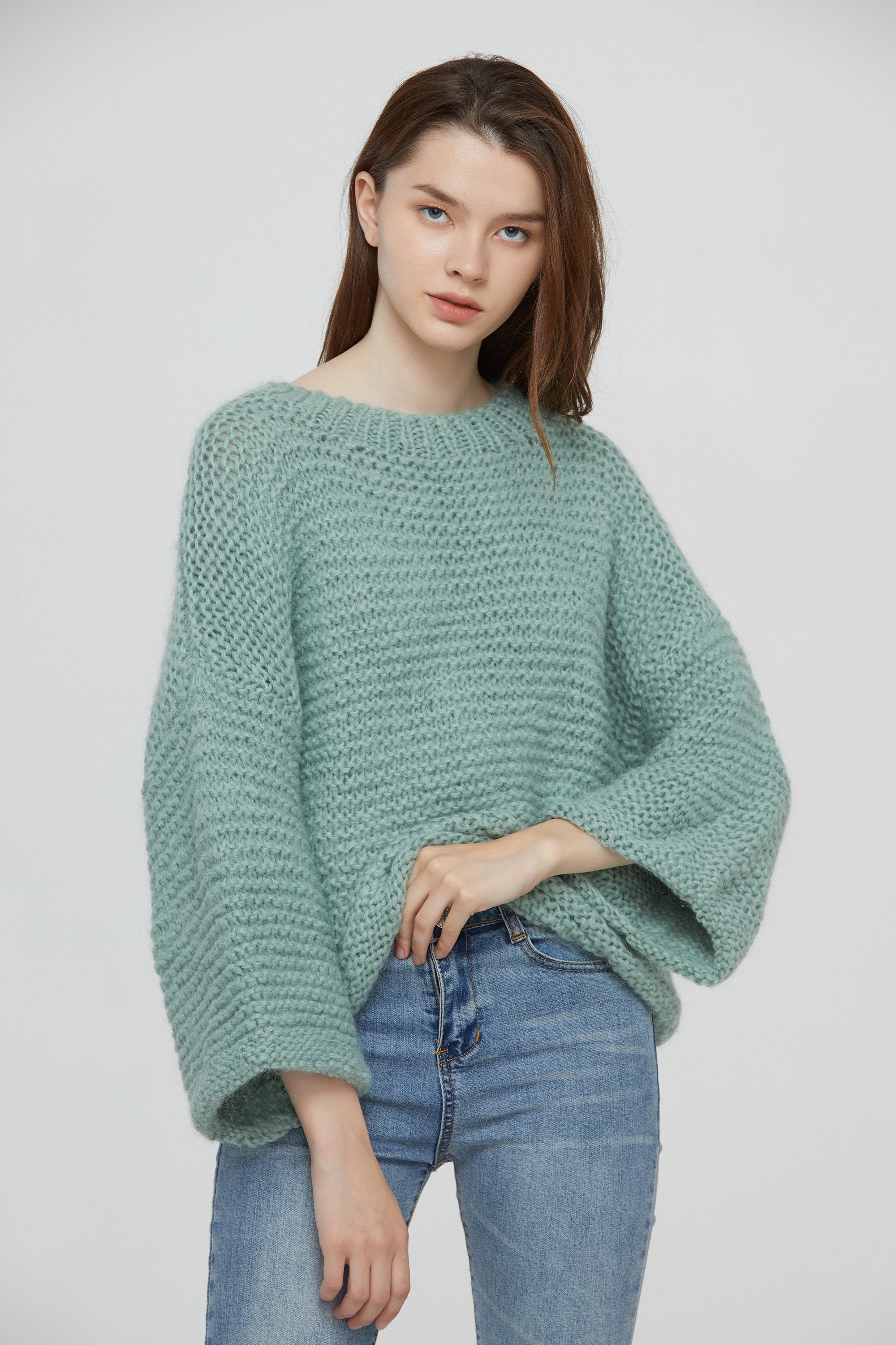 公式サイト - ハイブランドの新作が続々登場 OVERSIZED Sweater Woman Knit Hand Mohair Top Sweater Cropped トップス