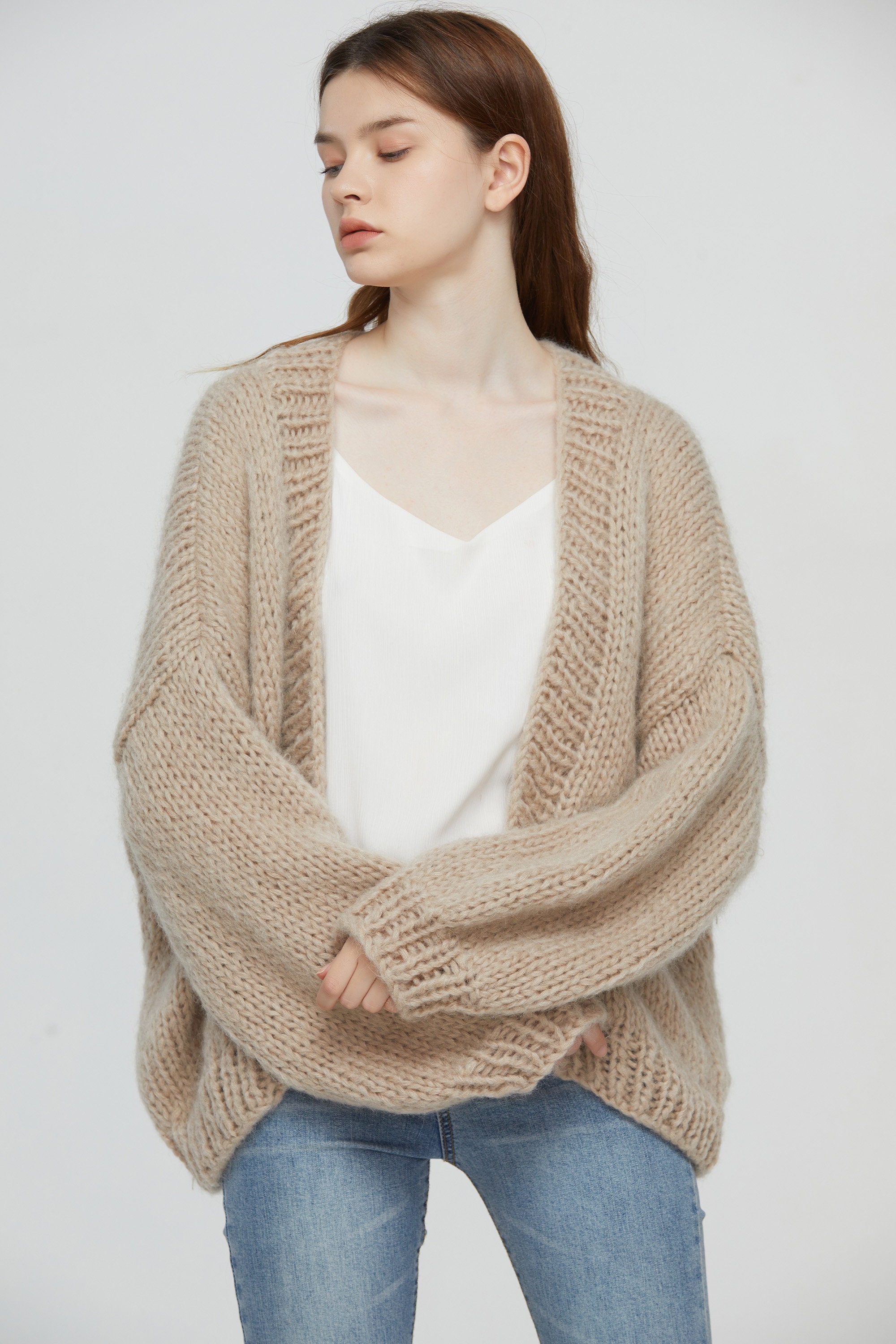 chunky knit short cardigan