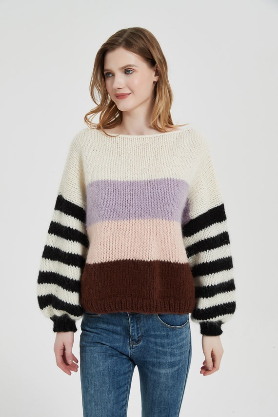 ニット・セーター HUECLOSET Mohair stripe knit SE521 MOHAIR STRIPE PULLOVER – SUGARHILL TOKYO