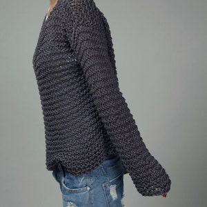 Simple is the best Hand knit sweater Eco cotton oversized in Charcoal image 3