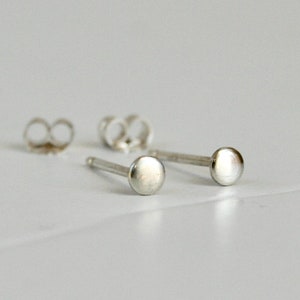 3mm Super Polished Silver Dot Post Earrings, Tiny Silver Studs, Minimal Jewelry
