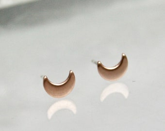 Rose Gold Filled Crescent Moon Earrings, 7mm Moon Stud Earrings, Crescent Moon Jewelry, Gold Filled Earrings, Minimal Stud Earrings,