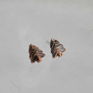 Rustic Hammered Copper Pine Tree Stud Earrings, Mountain Inspired Jewelry, Outdoors Lover, Colorado Mountains, Waunderlust