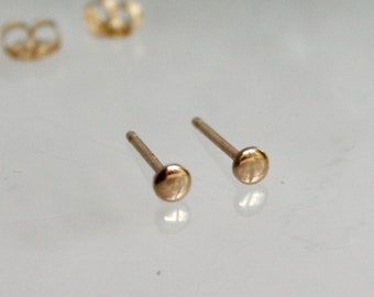 Polished 14 Karat Yellow Gold Dot Earrings, 3mm Tiny Gold Stud Earrings, 14k Gold Stud Earrings, Minimal Jewelry, Small Earrings, Tiny Studs