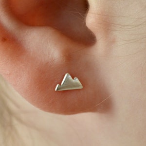 Mountain Silhouette Stud Earrings, Silver Mountain Earrings, Rose Gold Mountains, Colorado Earrings, Gift for Skier, Gift fo Hiker, 14er