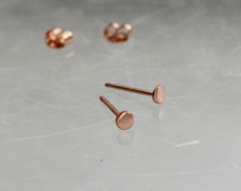 Tiny 3mm Minimal Solid Rose Gold Dot Stud Earrings, Pink Gold Earrings, Rose Gold Jewelry, Modern Earrings, Everyday Earrings, Real Gold