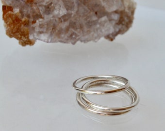 Lot de trois anneaux empilables en argent sterling, anneaux empilables, bague en argent, minimal