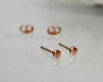 Solid Rose Gold Tiny Dot Earrings, 3mm Earrings, 14k Rose Gold Stud Earrings, Minimal Jewelry, Gold Earrings, Small Earrings, Tiny Studs