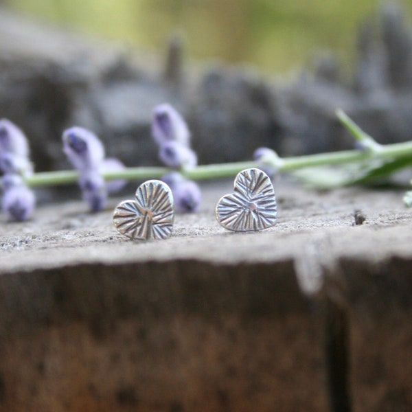 Rustic Western Style Silver Heart Earrings, Bohemian Earrings, Cowgirl Jewelry, Sterling Silver Studs Earrings, Heart Jewelry, Minimal