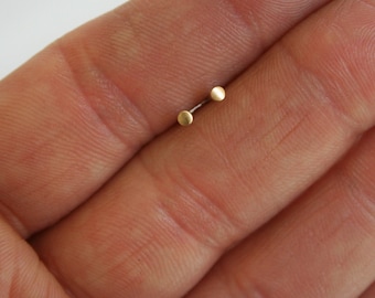 Very Tiny Gold Color Stud Earrings, Super Tiny Earrings, Very Small Earrings, First and Second Piercing, Stud Earrings,  Minimal, Brass