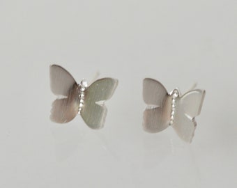 Silver Butterfly, Stud Earrings, Butterfly Earrings, Silver Butterfly Earrings, Silver Stud Earrings, Flying Butterfly Jewelry, Sterling 925