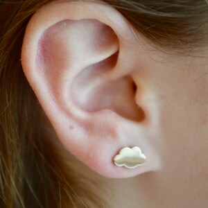 Cloud Stud Earrings, Gold Filled, Sterling Silver, Minimalist Jewelry