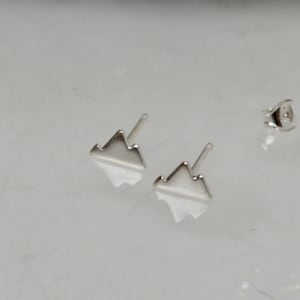 Minimalist Mountain Stud Earrings, Sterling Silver Colorado Jewelry