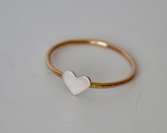 Heart Ring, Gold Ring, Tiny Heart Ring, Silver Ring, Silver Heart, Gift for Girlfriend, Rose Gold, Tiny Heart Jewelry. Heart Jewelry