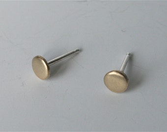 Brushed Finish Dot Post Earrings, Brass Dot Stud Earrings, Dot Earrings, Circle Earrings, 4mm Dot Earrings, Matte Finished Metal, Metalwork