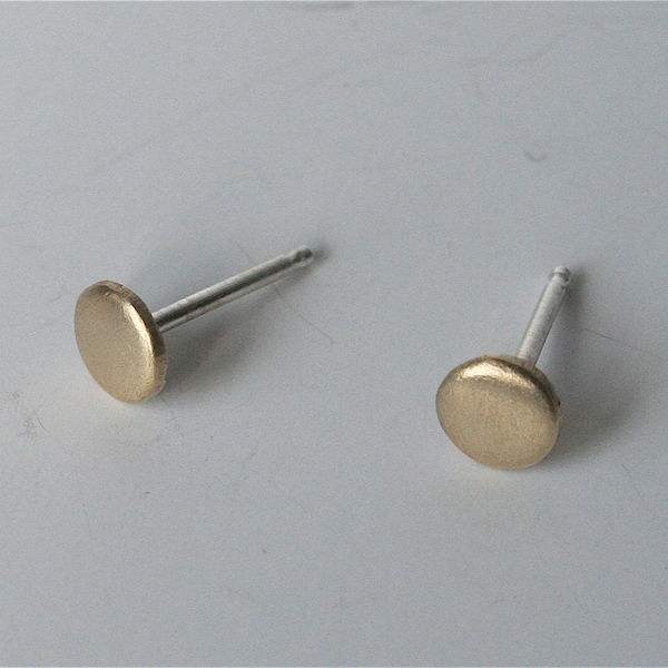 Brushed Finish Dot Post Earrings, Brass Dot Stud Earrings, Dot Earrings, Circle Earrings, 4mm Dot Earrings, Matte Finished Metal, Metalwork