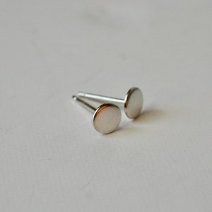 5mm Sterling Silver Flat Circle Stud Earrings, Minimal Brushed Finish, Modern Dot Earrings, Minimalist Jewelry, Mix and Match image 5