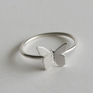 Silver Butterfly Ring, Stackable Ring, Silver Stacking Ring, Dainty Silver Ring, Girls Ring, Stacking Ring, Butterfly Ring Butterfly Jewelry