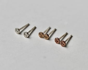 Stud Earring Set with Three Pairs for Multiple Pierced Ears, Tiny 3mm Dot Stud Earrings, Unique texture Stud Earrings, Minimal Stud Earring