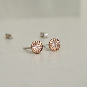 5mm Round Rose Gold Filled Stud Earrings with Silver Posts, Handmade in Colorado, Minimal Jewelry, Small Earrings, Dot Earrings