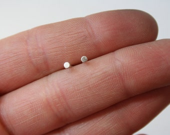 Tiny Fine Silver Stud Earrings: Minimalist 2mm Sterling Silver Posts