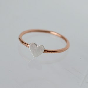 Heart Ring, Rose Gold Ring, Tiny Heart Ring, Silver Ring, Silver Heart, Gift for Girlfriend, Rose Gold, Tiny Heart Jewelry. Heart Jewelry image 2