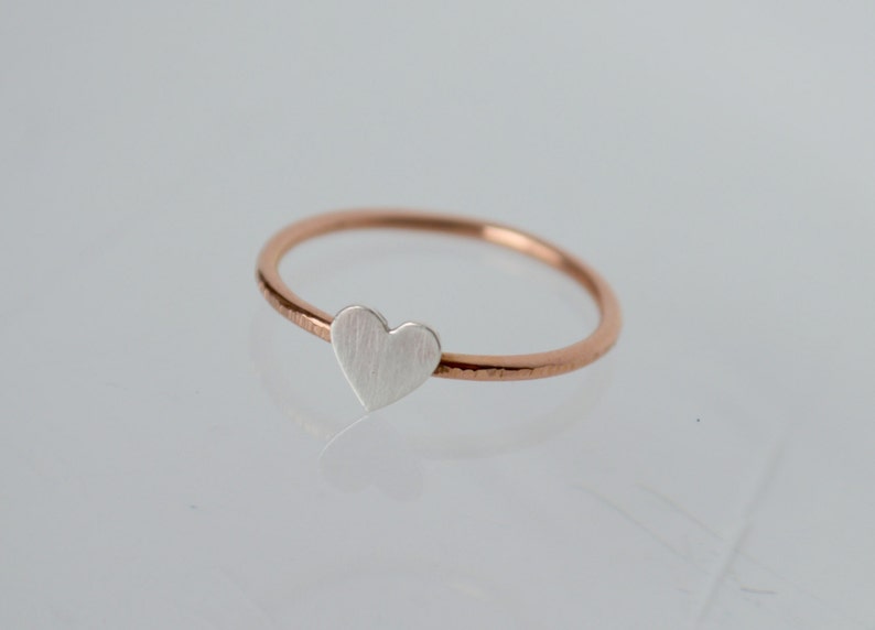 Heart Ring, Rose Gold Ring, Tiny Heart Ring, Silver Ring, Silver Heart, Gift for Girlfriend, Rose Gold, Tiny Heart Jewelry. Heart Jewelry image 2