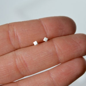 Tiny 3mm Sterling Silver Square Stud Earrings, Minimal Studs, Small Post Earrings, Cartilage Earrings, Small Earrings, Minimalist Jewelry
