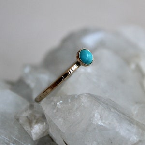 Dainty Gold Filled and Turquoise Ring / Stackable Ring / 4mm Turquoise / Ready to Ship size 6.5 / Minimal gift for Her