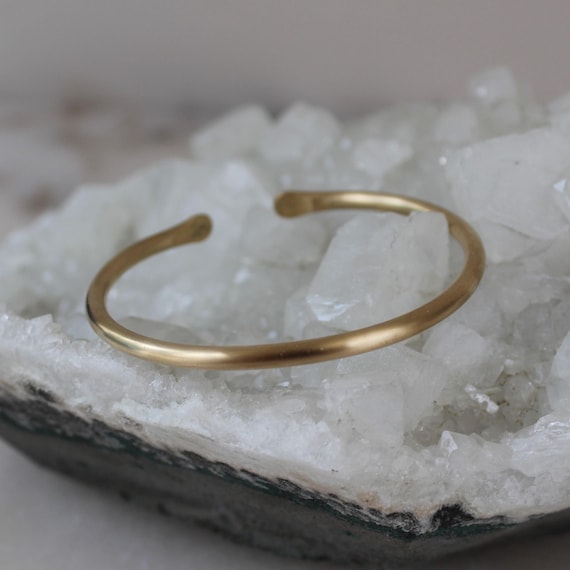 Minimal Brushed Brass Cuff Bracelet for Men or Women, Solid Brass Bracelet, Gold Color Cuff, Stacking Layering Cuff Bracelet, Open Ended