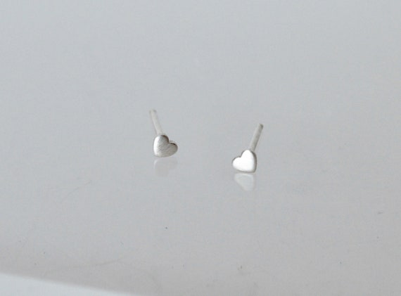 Tiny 3mm Silver Heart Stud Earrings - Studio Jewellery US